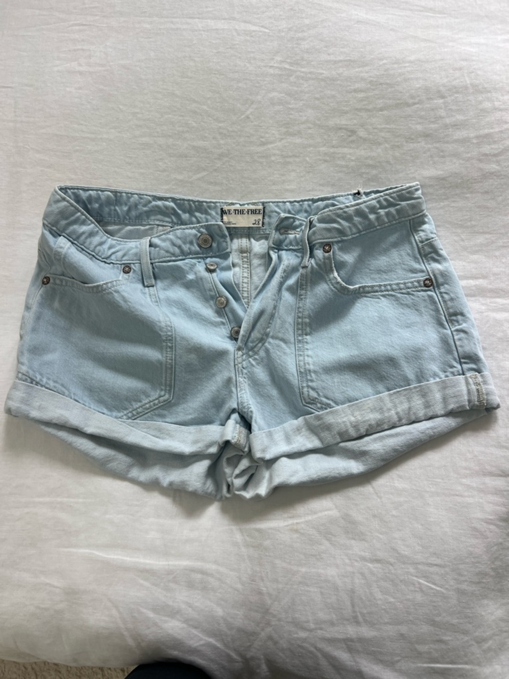 We The Free light blue Denim Rolled-Hem Women's Shorts